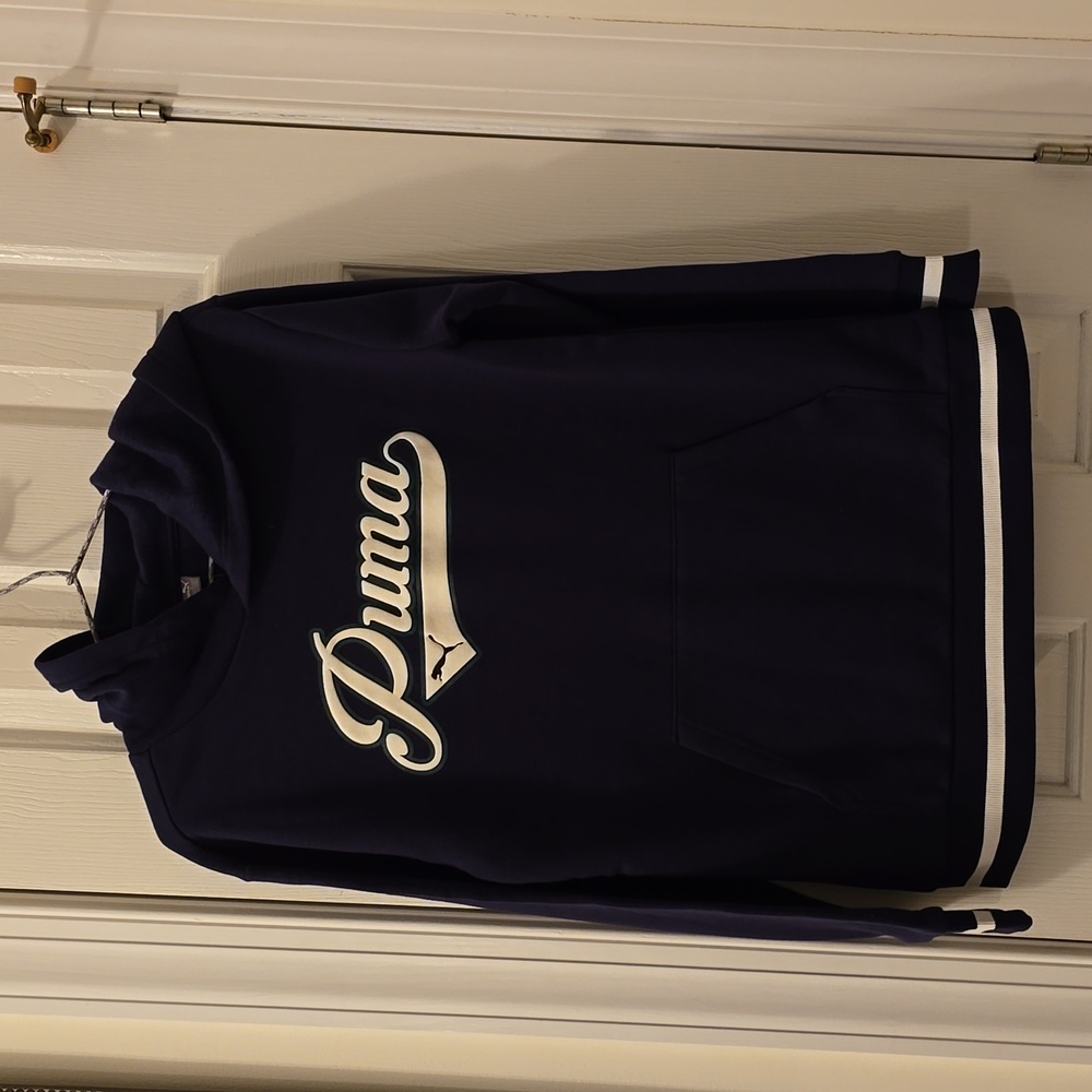 PUMA BRAND SIGNATURE BOYS PULLOVER NAVY HOODIE SIZE MEDIUM